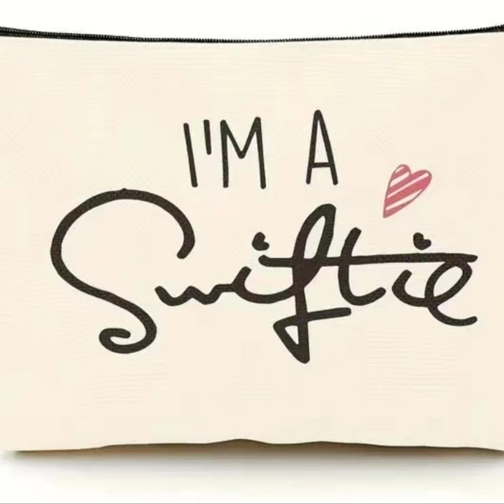 Cream Colored Linen "Swiftie" Cosmetic Bag- NWT